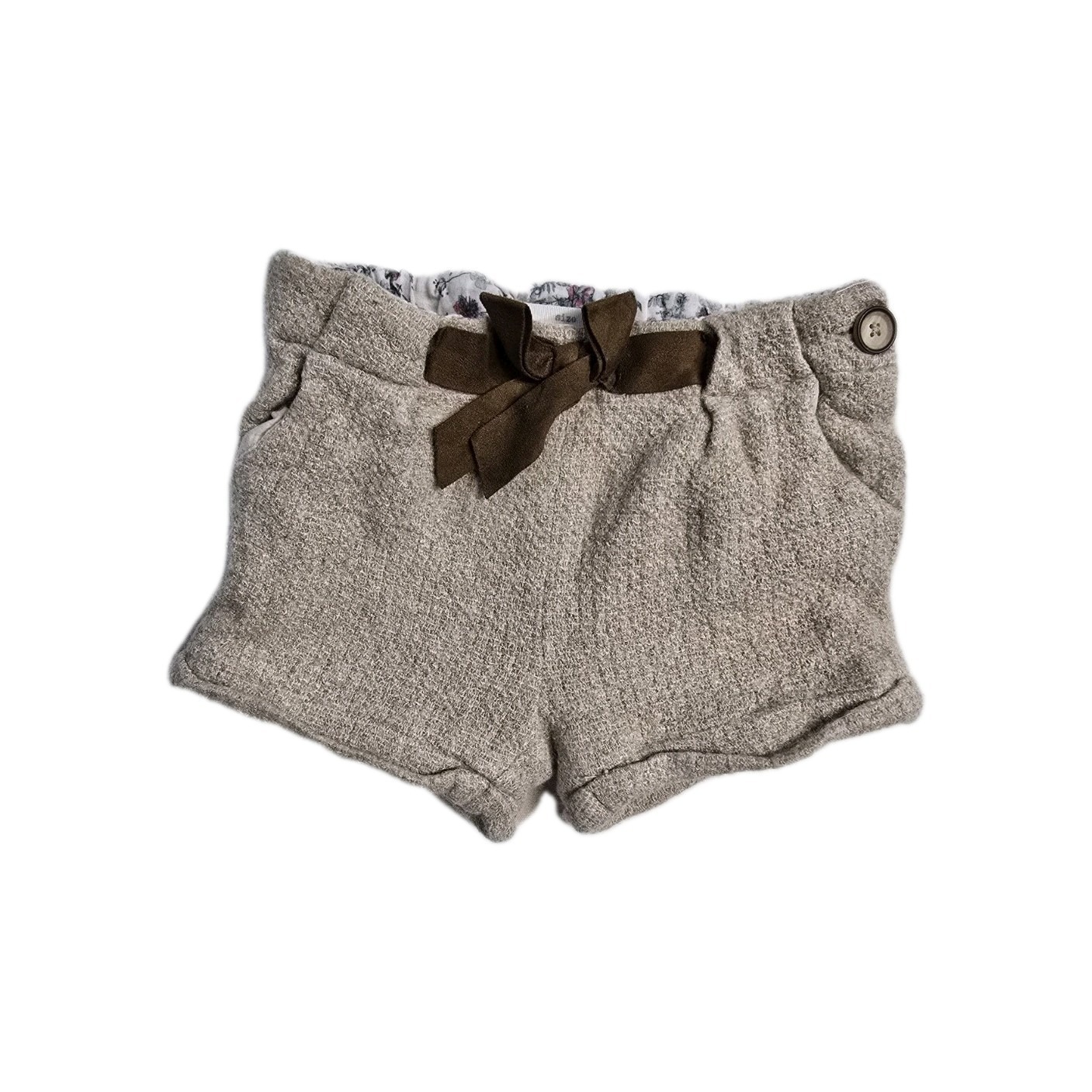 Zara Baby Girls Shorts 9-12 Months Brown Lined Bow Wool Blend Y2k